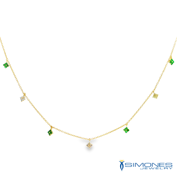14K Yellow Emerald & Diamond Drop Necklace Simones Jewelry, LLC Shrewsbury, NJ