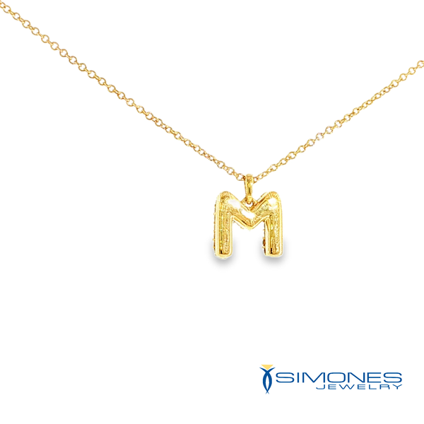 14K Yellow Diamond Initial M Image 3 Simones Jewelry, LLC Shrewsbury, NJ