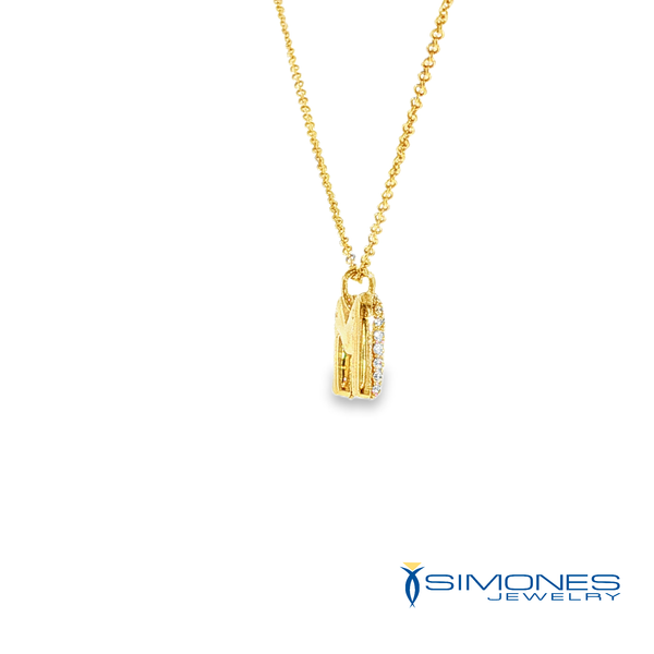 14K Yellow Diamond Initial M Image 4 Simones Jewelry, LLC Shrewsbury, NJ