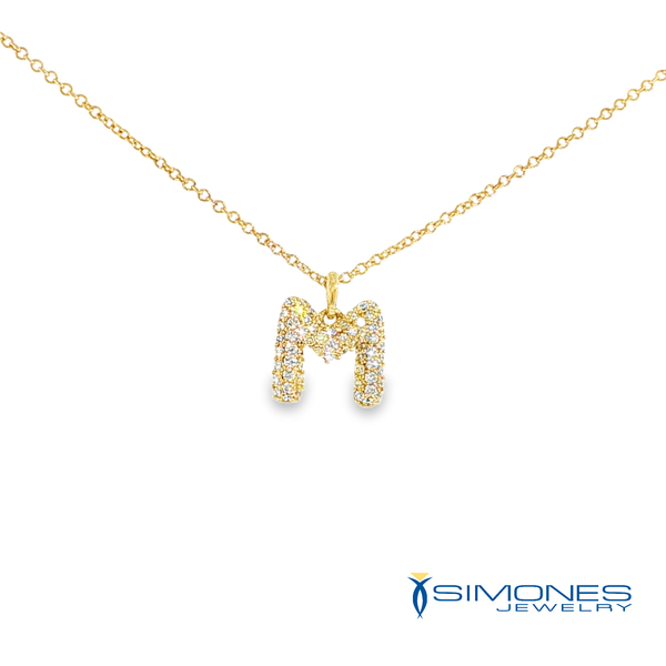 14K Yellow Diamond Initial M Simones Jewelry, LLC Shrewsbury, NJ