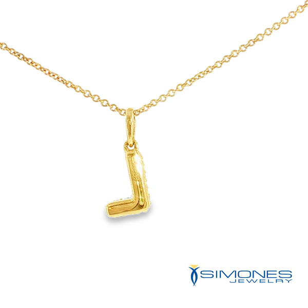 14K Yellow Diamond Initial L Image 3 Simones Jewelry, LLC Shrewsbury, NJ