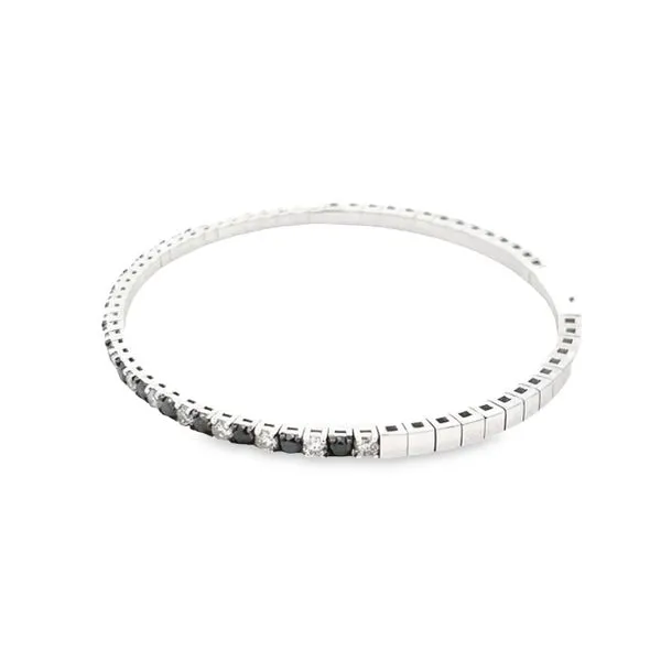 White & Black Natural Diamonds Flexible Bangle Image 2 Simones Jewelry, LLC Shrewsbury, NJ