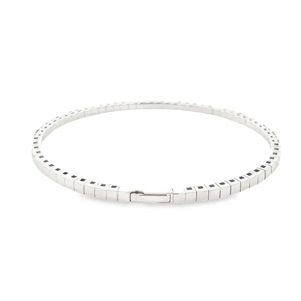 White & Black Natural Diamonds Flexible Bangle Image 3 Simones Jewelry, LLC Shrewsbury, NJ