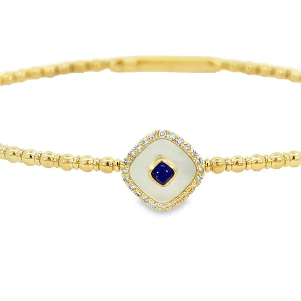 Gold and Mother of Pearl Flexible Bangle Image 2 Simones Jewelry, LLC Shrewsbury, NJ