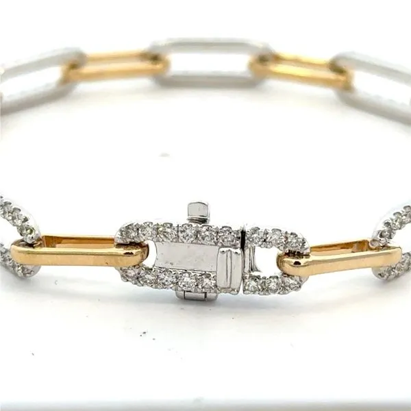 14K 2.25ct. Yellow/White Paper Clip Bracelet 7