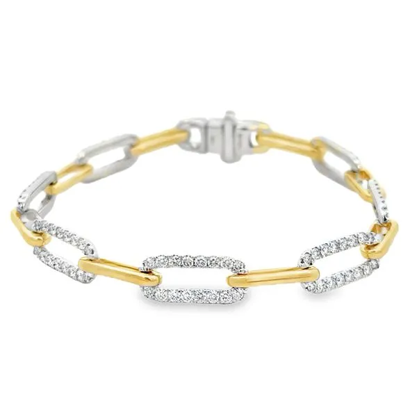 14K 2.25ct. Yellow/White Paper Clip Bracelet 7