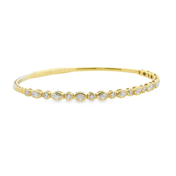 Marquis and Round Diamond Gold Bangle Image 2 Simones Jewelry, LLC Shrewsbury, NJ