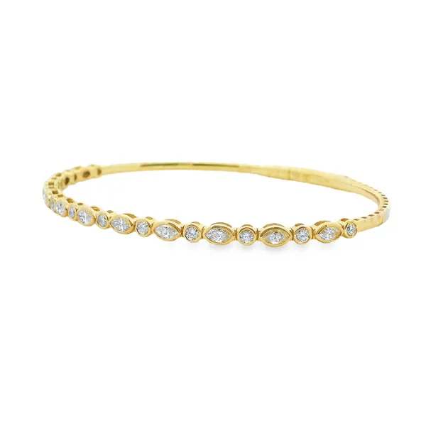 Marquis and Round Diamond Gold Bangle Image 3 Simones Jewelry, LLC Shrewsbury, NJ