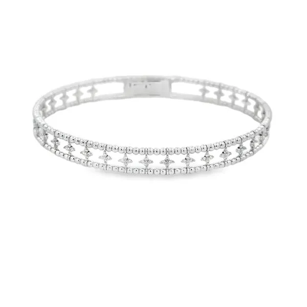White Gold Diamond Flexible Bangle Image 2 Simones Jewelry, LLC Shrewsbury, NJ