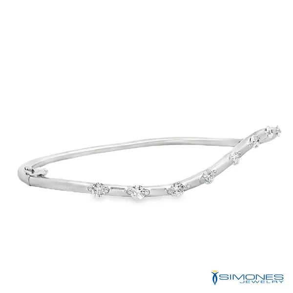 18K White Diamond Bangle Image 2 Simones Jewelry, LLC Shrewsbury, NJ