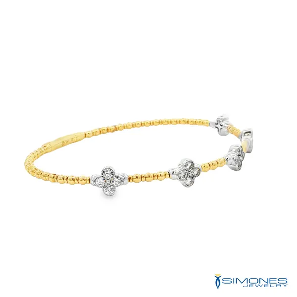 14K Yellow & White Diamond Flexible Bangle Image 2 Simones Jewelry, LLC Shrewsbury, NJ
