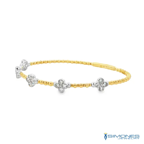 14K Yellow & White Diamond Flexible Bangle Image 3 Simones Jewelry, LLC Shrewsbury, NJ