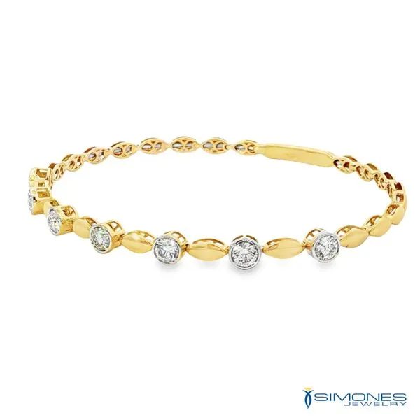 14K Yellow Diamond Flexible Bangle Bracelet Image 2 Simones Jewelry, LLC Shrewsbury, NJ