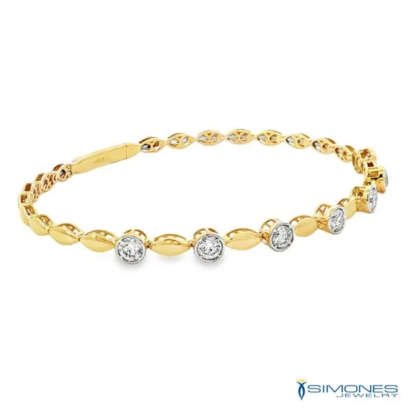 14K Yellow Diamond Flexible Bangle Bracelet Image 3 Simones Jewelry, LLC Shrewsbury, NJ