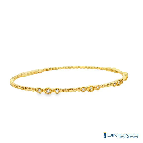 14K Yellow Diamond Flexible Bangle Bracelet Image 2 Simones Jewelry, LLC Shrewsbury, NJ