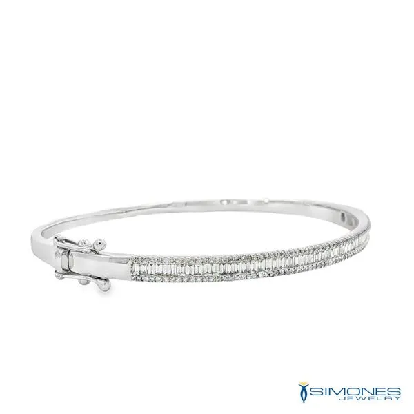 14K White Diamond Bangle Bracelet Image 2 Simones Jewelry, LLC Shrewsbury, NJ