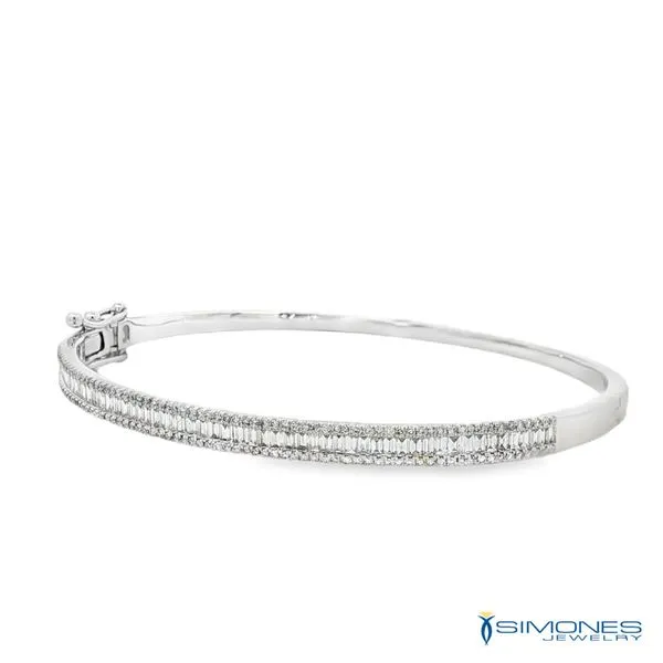14K White Diamond Bangle Bracelet Image 3 Simones Jewelry, LLC Shrewsbury, NJ