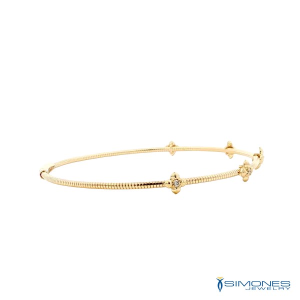 14K Yellow Gold Flexible Bnagle W/Diamonds Image 2 Simones Jewelry, LLC Shrewsbury, NJ