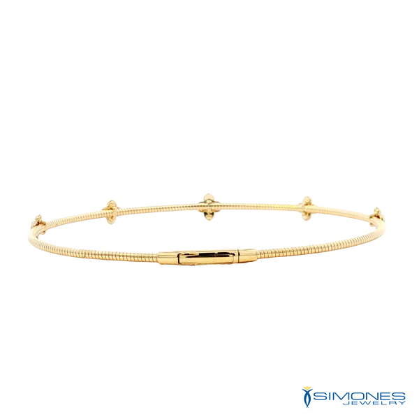 14K Yellow Gold Flexible Bnagle W/Diamonds Image 3 Simones Jewelry, LLC Shrewsbury, NJ