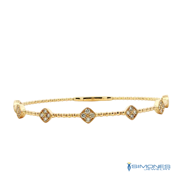14K Yellow Gold Flexible Diamond Station Bangle Simones Jewelry, LLC Shrewsbury, NJ
