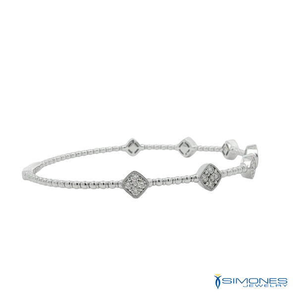 14K White Gold Flexible  Diamond Station Bangle Image 2 Simones Jewelry, LLC Shrewsbury, NJ