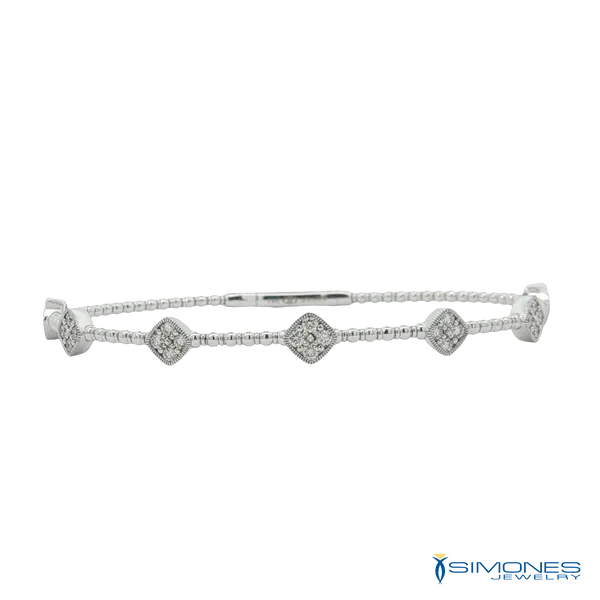 14K White Gold Flexible  Diamond Station Bangle Simones Jewelry, LLC Shrewsbury, NJ