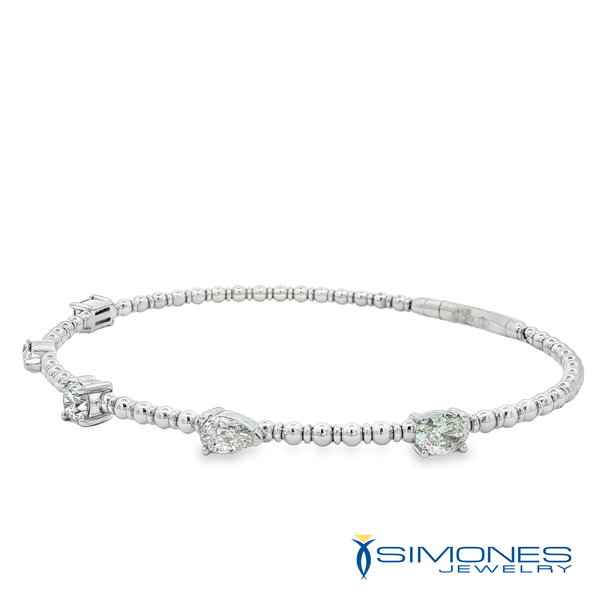 14K White Diamond Bangle Image 3 Simones Jewelry, LLC Shrewsbury, NJ
