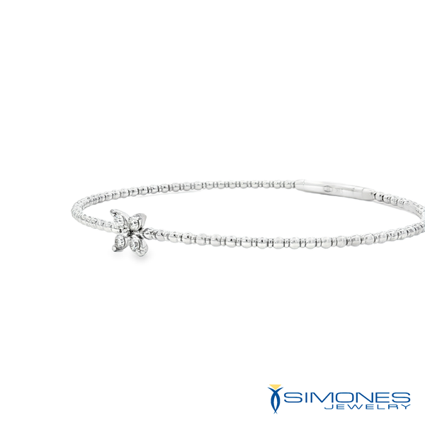14K White Diamond Single Marquise Station Flexible Bracelet Image 2 Simones Jewelry, LLC Shrewsbury, NJ