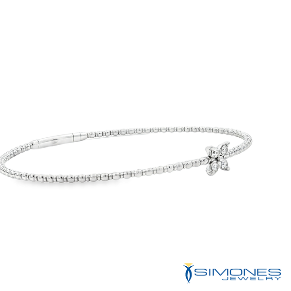 14K White Diamond Single Marquise Station Flexible Bracelet Image 3 Simones Jewelry, LLC Shrewsbury, NJ