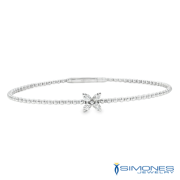 14K White Diamond Single Marquise Station Flexible Bracelet Simones Jewelry, LLC Shrewsbury, NJ