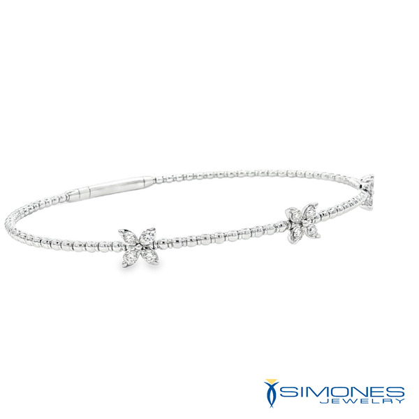 14K White Diamond 3 Marquise Station Flexible Bracelet Image 3 Simones Jewelry, LLC Shrewsbury, NJ