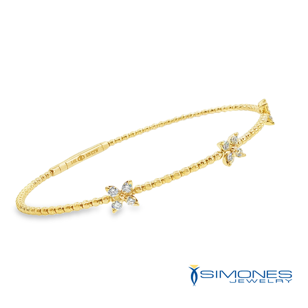 14K Yellow Diamond Flexible Bangle Image 2 Simones Jewelry, LLC Shrewsbury, NJ
