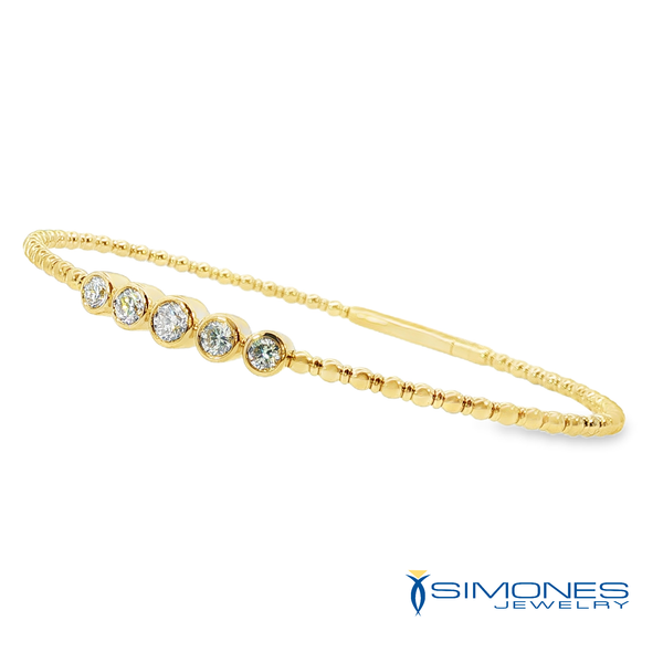 14K Yellow Diamond Flexible Bangle Image 2 Simones Jewelry, LLC Shrewsbury, NJ