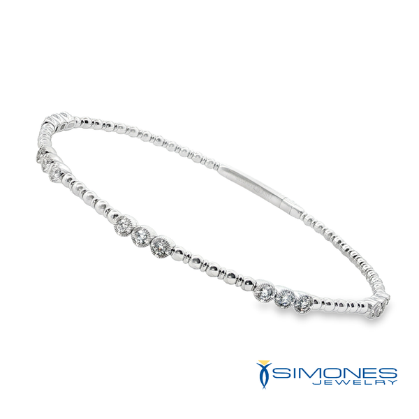 14K White Diamond Flexible Bangle Image 2 Simones Jewelry, LLC Shrewsbury, NJ