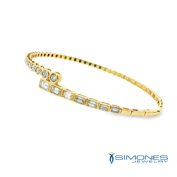 14K Yellow Diamond Flexible Bangle Image 2 Simones Jewelry, LLC Shrewsbury, NJ