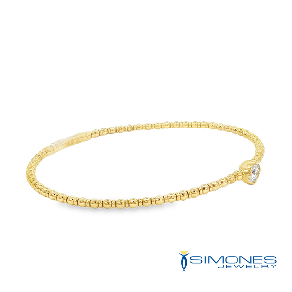 Diamond Bezel Beaded Bracelet in Yellow Gold Image 2 Simones Jewelry, LLC Shrewsbury, NJ