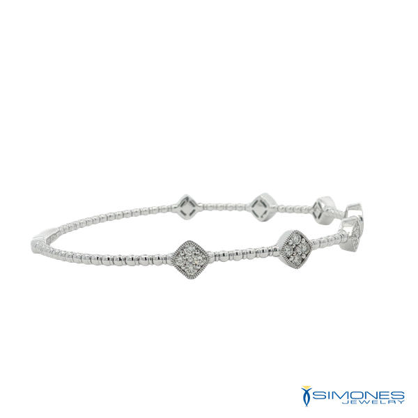 14K White Gold Flexible  Diamond Station Bangle Image 2 Simones Jewelry, LLC Shrewsbury, NJ
