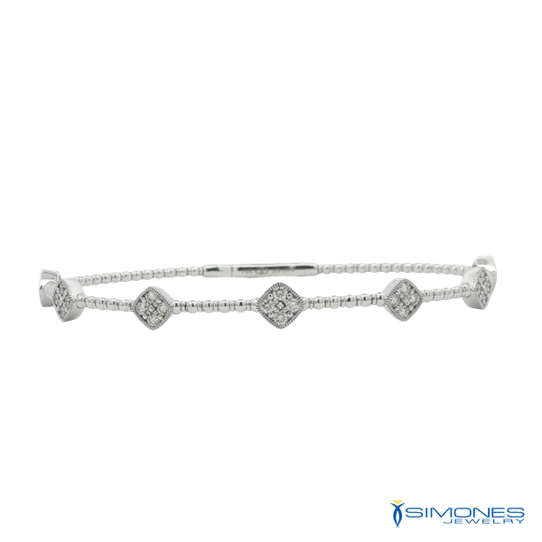 14K White Gold Flexible  Diamond Station Bangle Simones Jewelry, LLC Shrewsbury, NJ