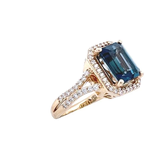 14K Yellow Gold London Blue Topaz Diamond Ring Image 2 Simones Jewelry, LLC Shrewsbury, NJ
