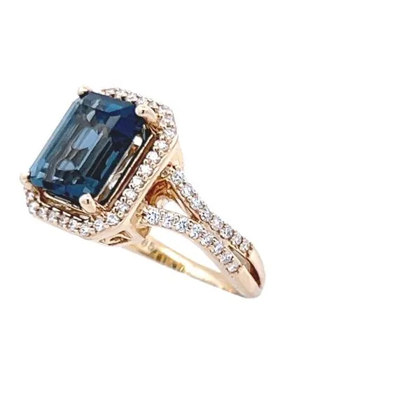 14K Yellow Gold London Blue Topaz Diamond Ring Image 3 Simones Jewelry, LLC Shrewsbury, NJ