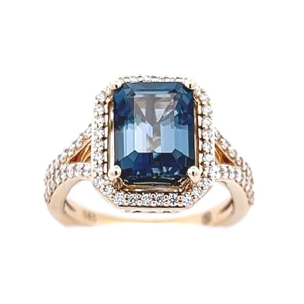 14K Yellow Gold London Blue Topaz Diamond Ring Simones Jewelry, LLC Shrewsbury, NJ