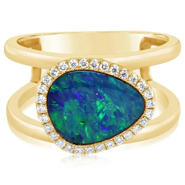 Australian Opal Doublet/.18ct Diamond Halo Ring Simones Jewelry, LLC Shrewsbury, NJ