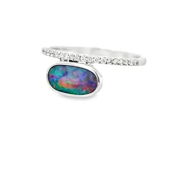 Australian Boulder Opal Doublet Diamond Ring Image 2 Simones Jewelry, LLC Shrewsbury, NJ