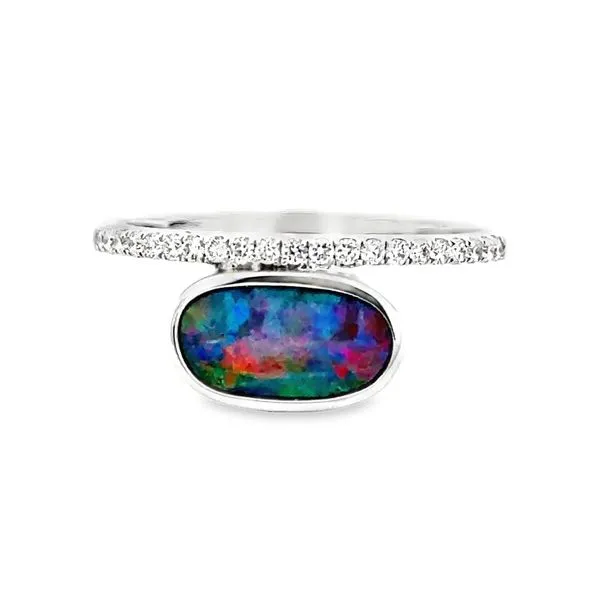Australian Boulder Opal Doublet Diamond Ring Simones Jewelry, LLC Shrewsbury, NJ