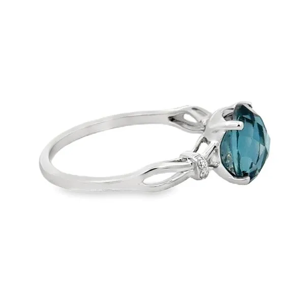 14K White Top Faceted London Blue Topaz Ring Image 2 Simones Jewelry, LLC Shrewsbury, NJ