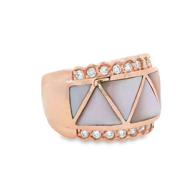 14K Rose Gold Diamond & Mother Of Pearl  Ring Simones Jewelry, LLC Shrewsbury, NJ