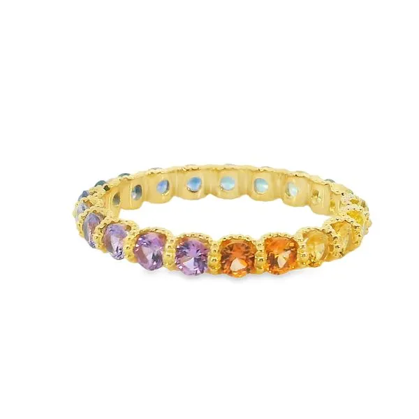 18K Yellow Multi Color Sapphire Band Image 2 Simones Jewelry, LLC Shrewsbury, NJ