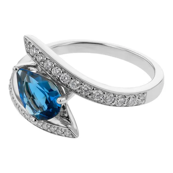 14K White Diamond & London Blue Topaz Image 2 Simones Jewelry, LLC Shrewsbury, NJ