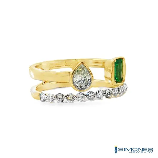 14K Yeloow Diamond & Emeald Ring Image 2 Simones Jewelry, LLC Shrewsbury, NJ