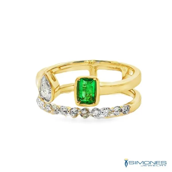 14K Yeloow Diamond & Emeald Ring Image 3 Simones Jewelry, LLC Shrewsbury, NJ